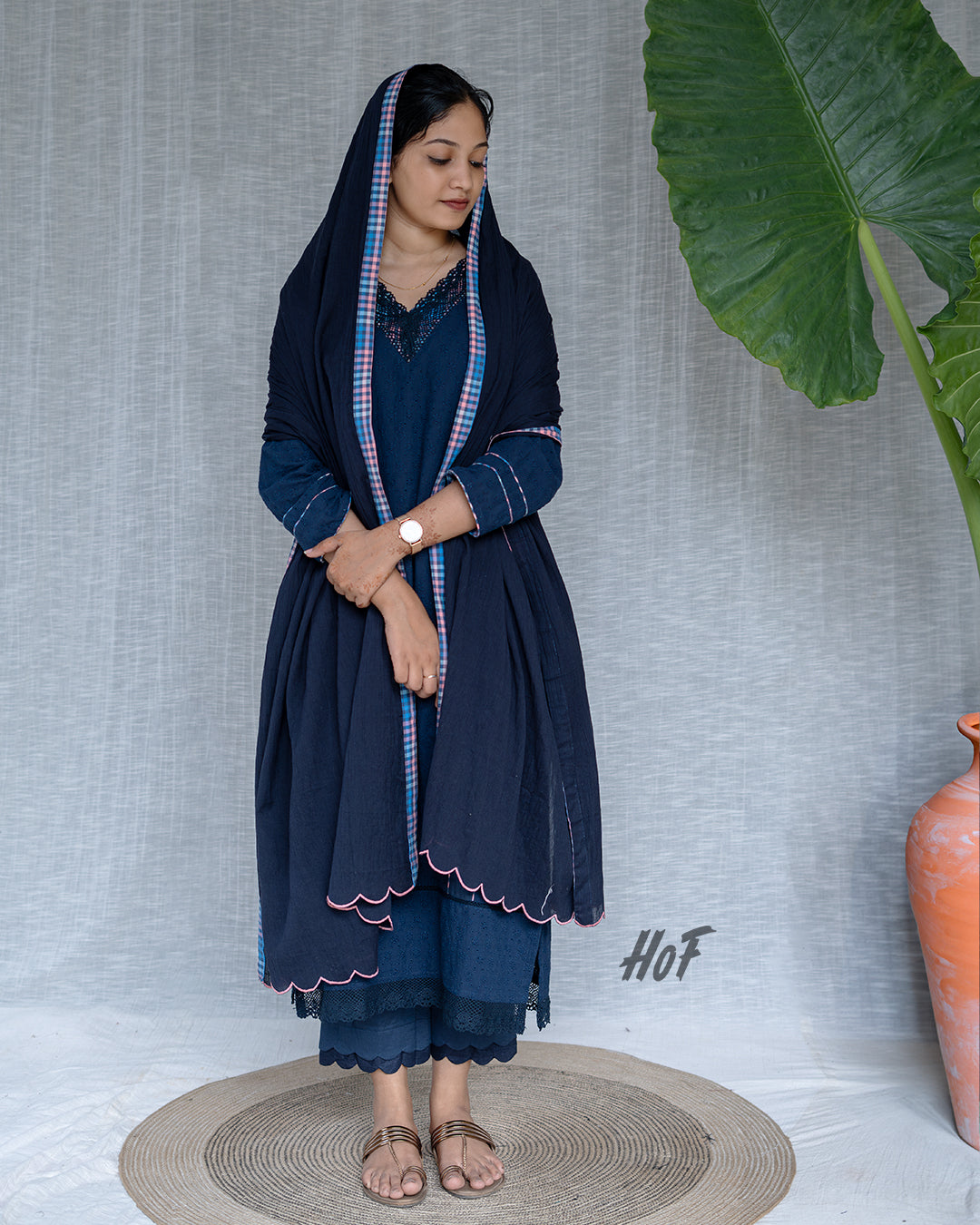 MyHof Blue Cotton Suit Set In Cotton