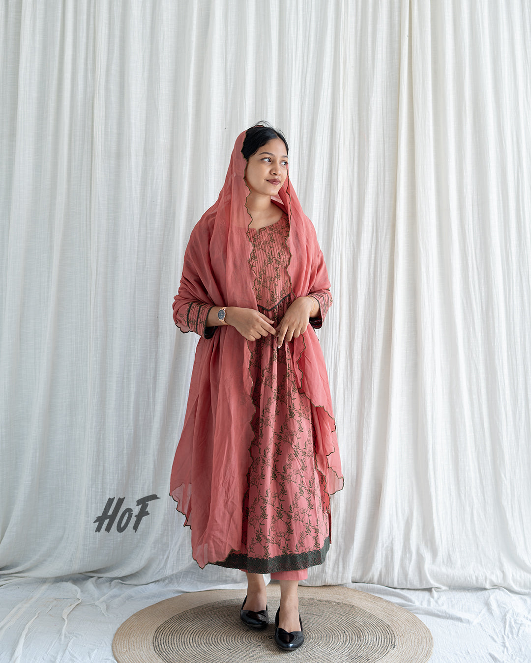 MyHof Brick Red Suit Set In Cotton