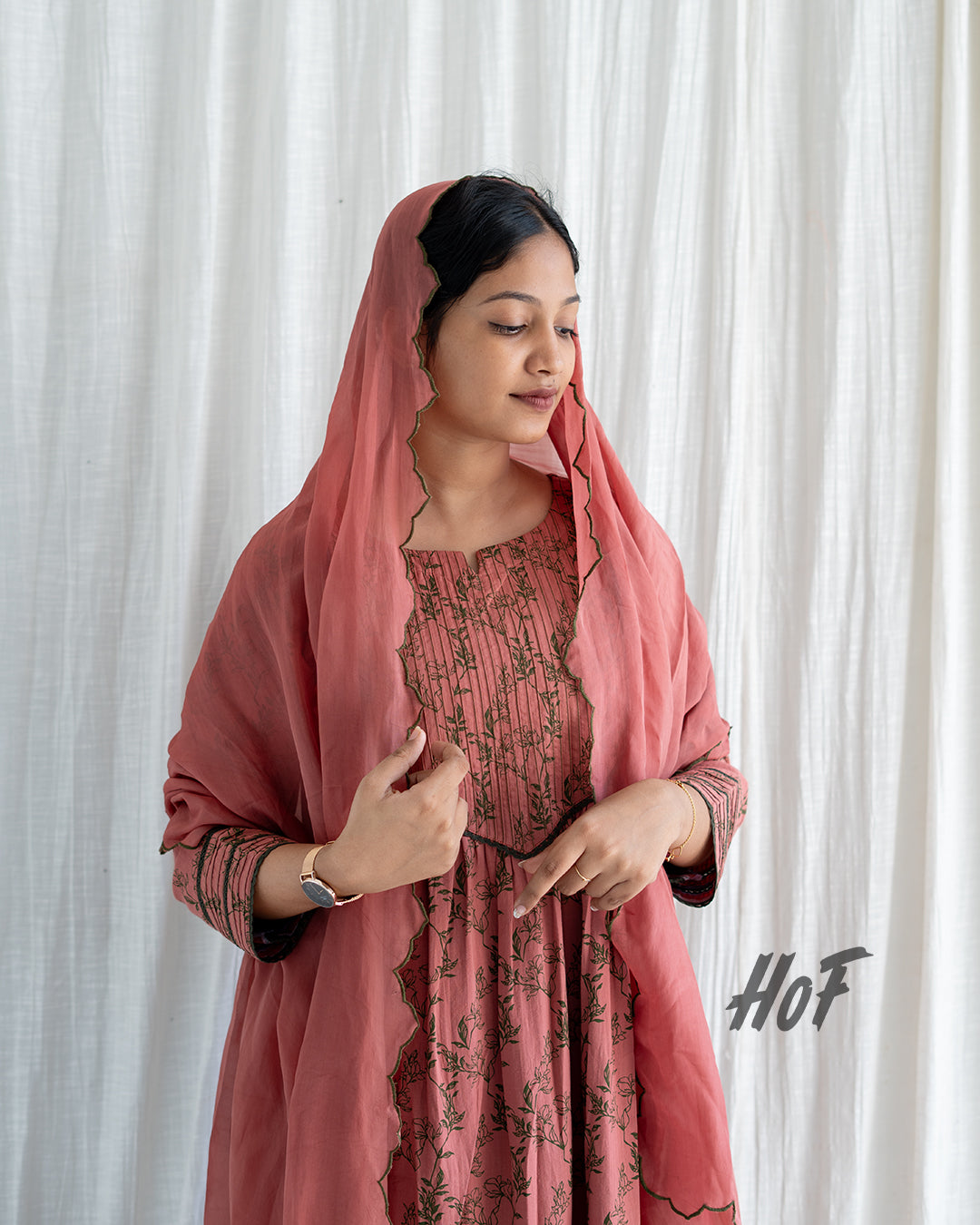 MyHof Brick Red Suit Set In Cotton