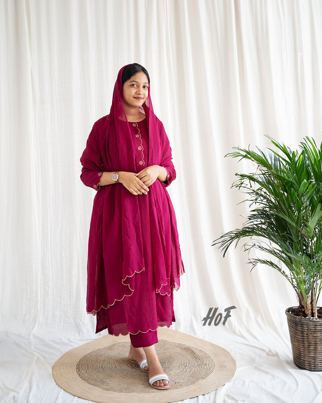 MyHof Grape Suit With Golden Embroidery Set In Viscose