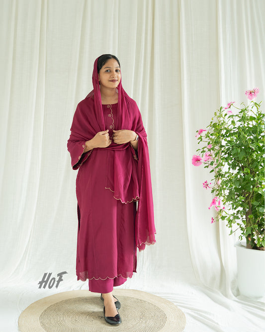 MyHof Grape Suit With Golden Embroidery Set In Viscose