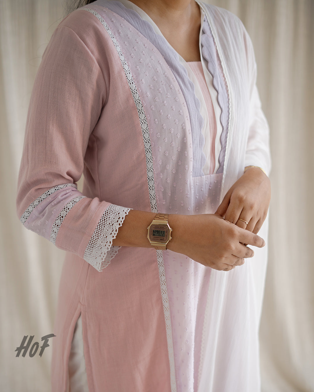 Myhof Lavender & Pink Combination Suit Set In Cotton