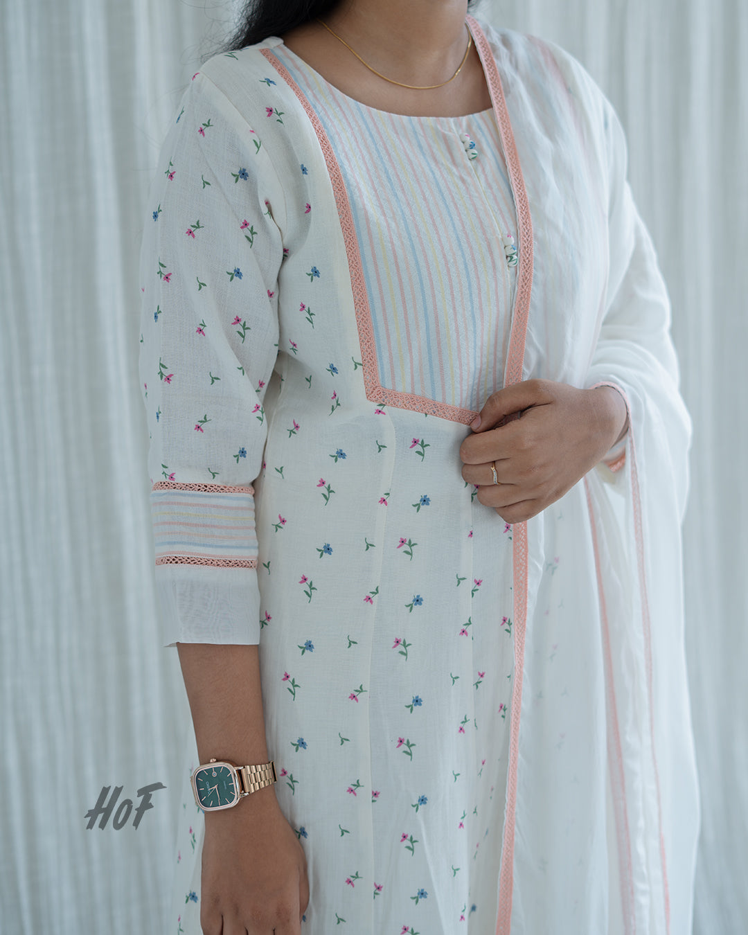 MyHof Milky White Suit Set In Cotton