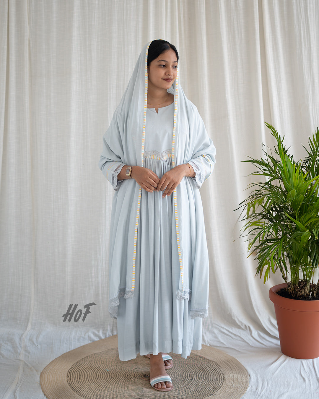 MyHof Silver Grey Suit Set In Muslin