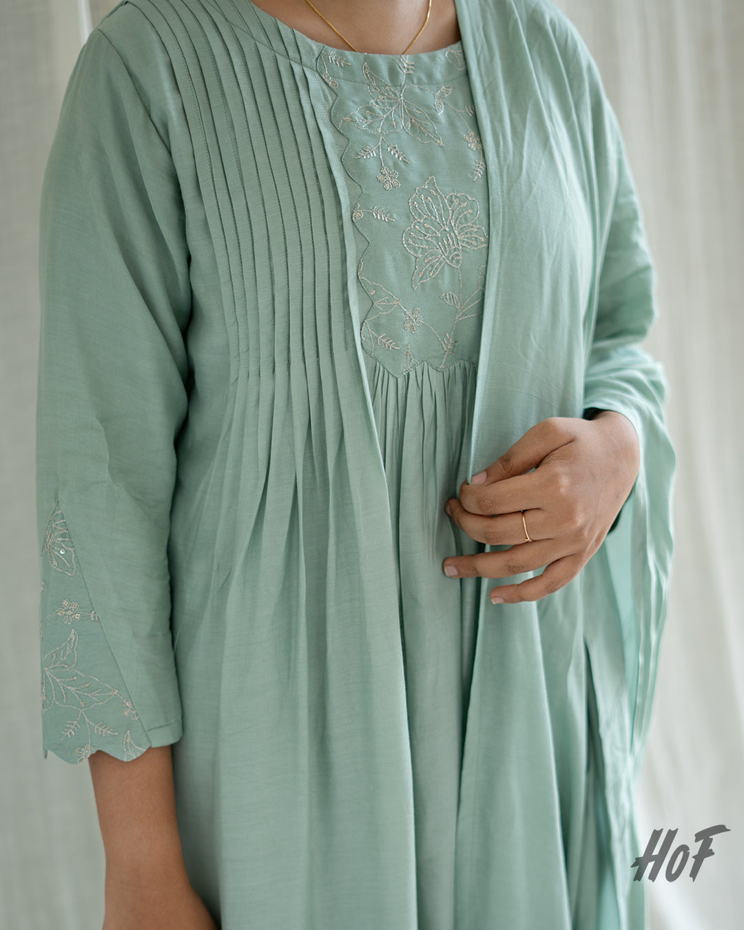 MyHoF Pastel Green Suit Set In Muslin