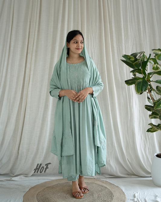 MyHoF Pastel Green Suit Set In Muslin