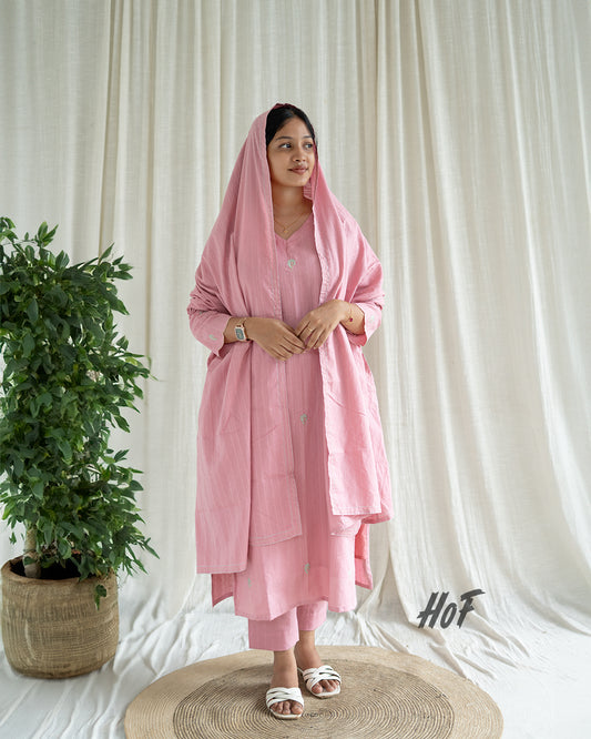 MyHof  Pastel Pink Suit Set In Cotton