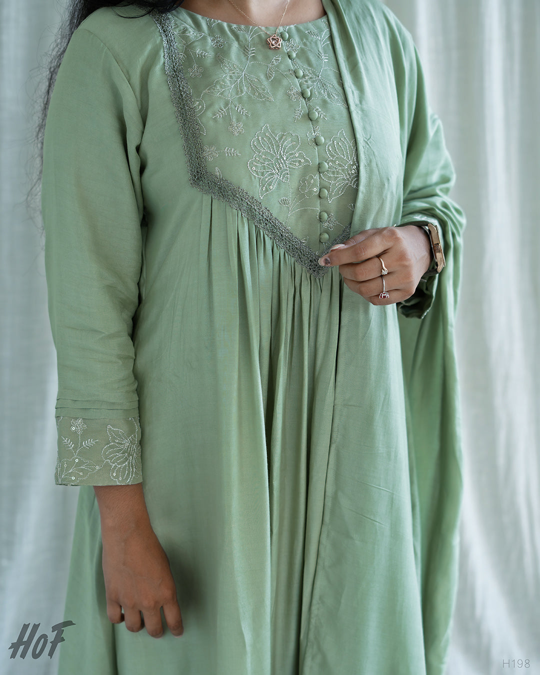 MyHof Pastel Green Suit Set In Muslin