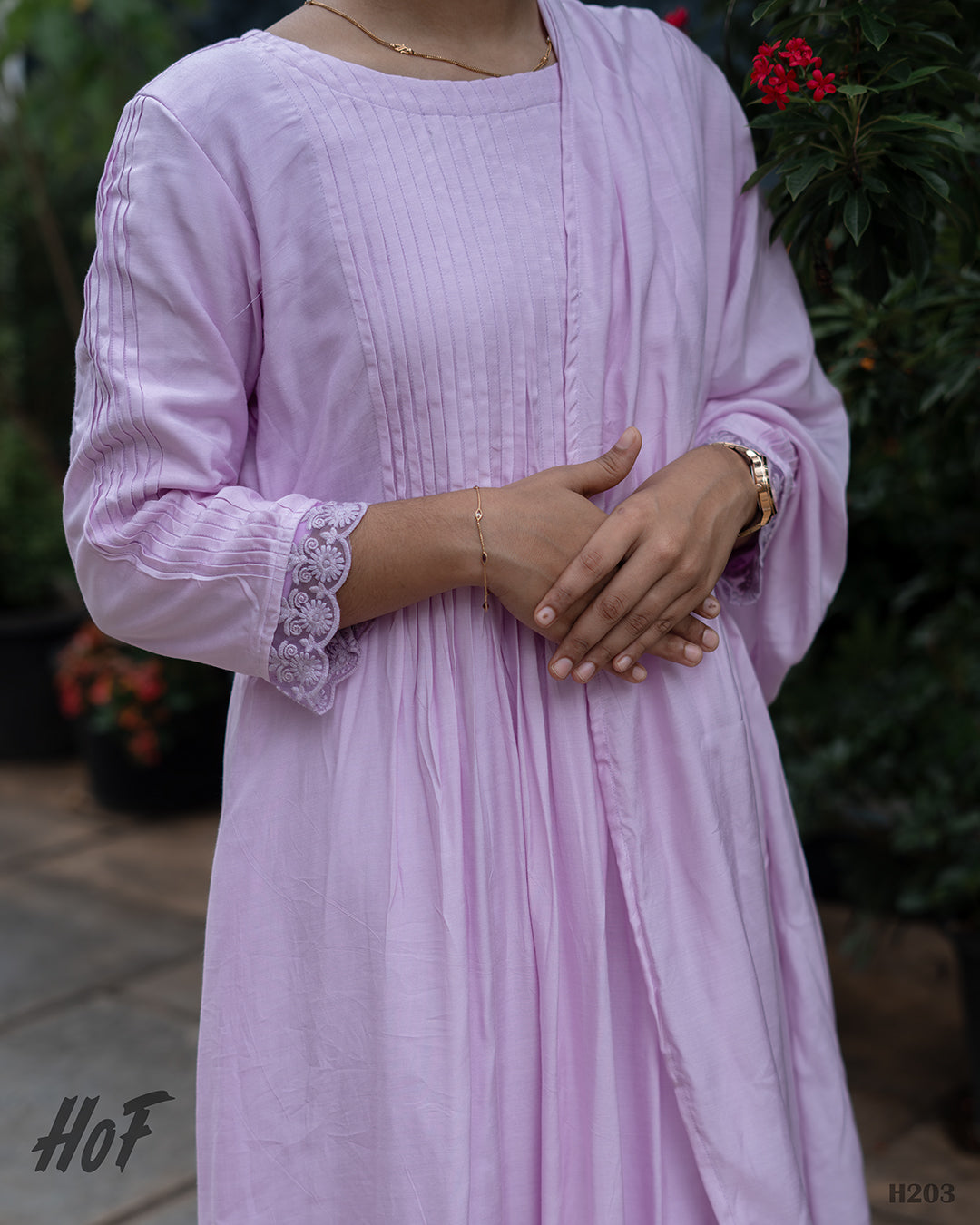 MyHof Lavender Flared Suit Set In Muslin