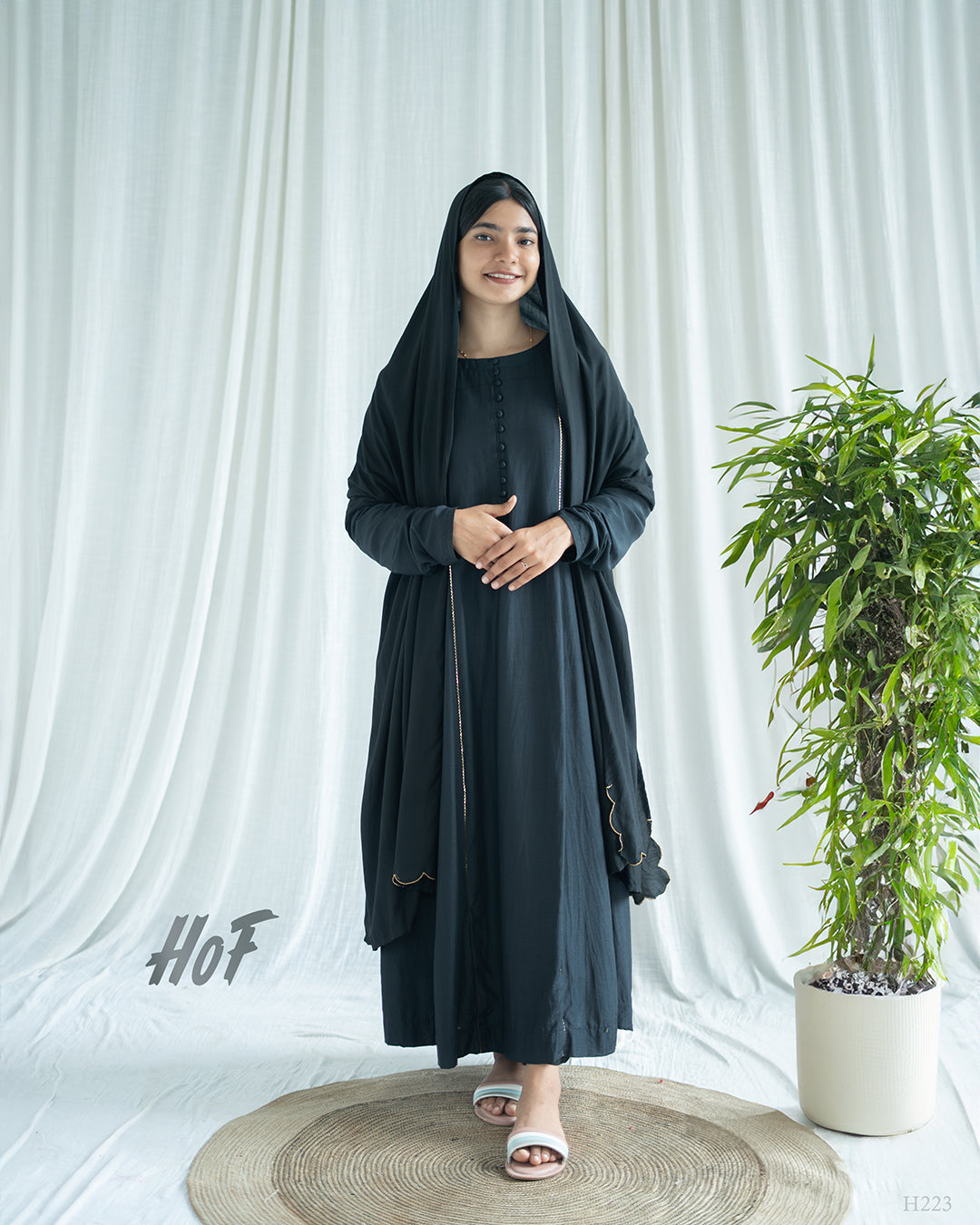 MyHof Black Full Sleeve Suit Set In Muslin