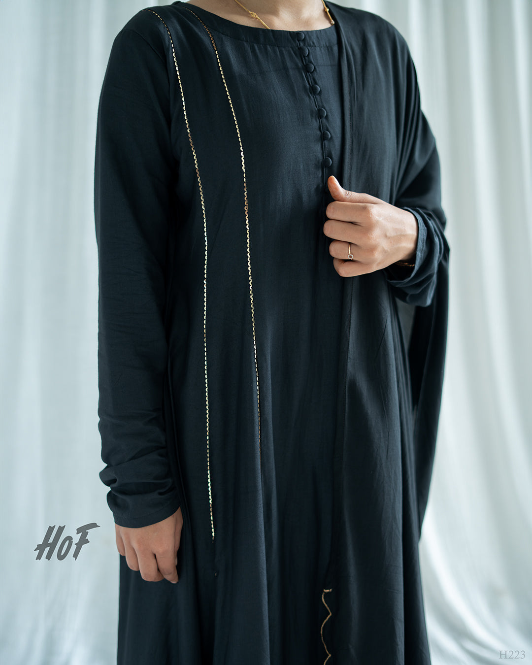 MyHof Black Full Sleeve Suit Set In Muslin