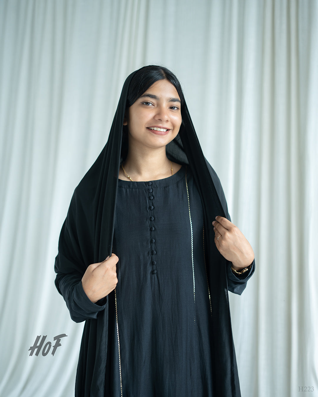 MyHof Black Full Sleeve Suit Set In Muslin