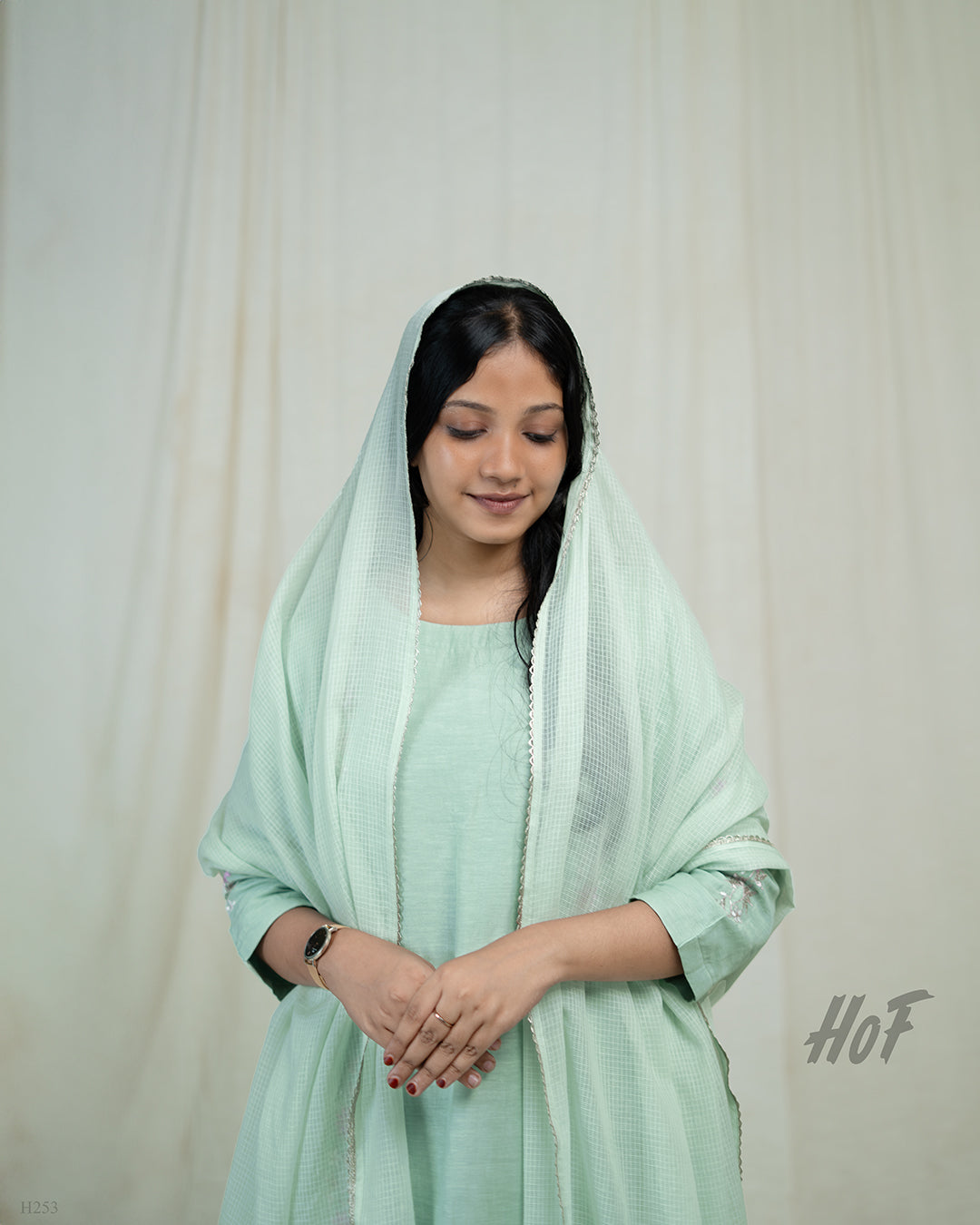 MyHof Pastel Green Suit Set With Floral Embroidery In Viscose