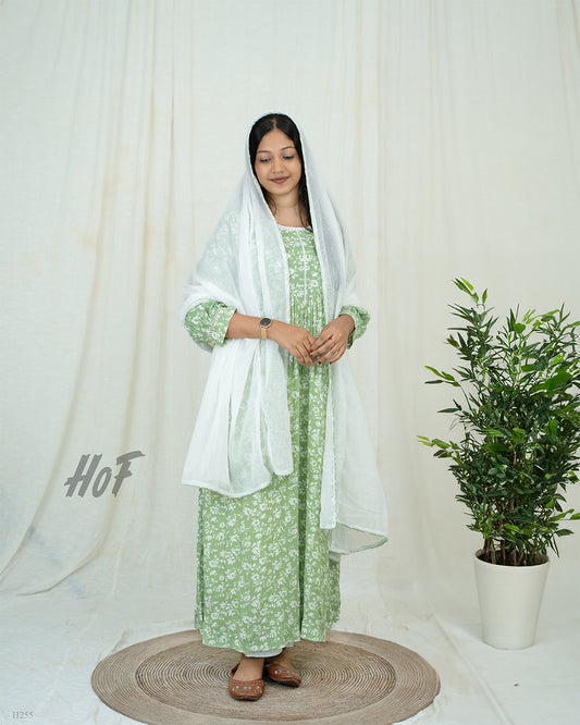 MyHof Pista Green Digital Printed Suit Set In Cotton