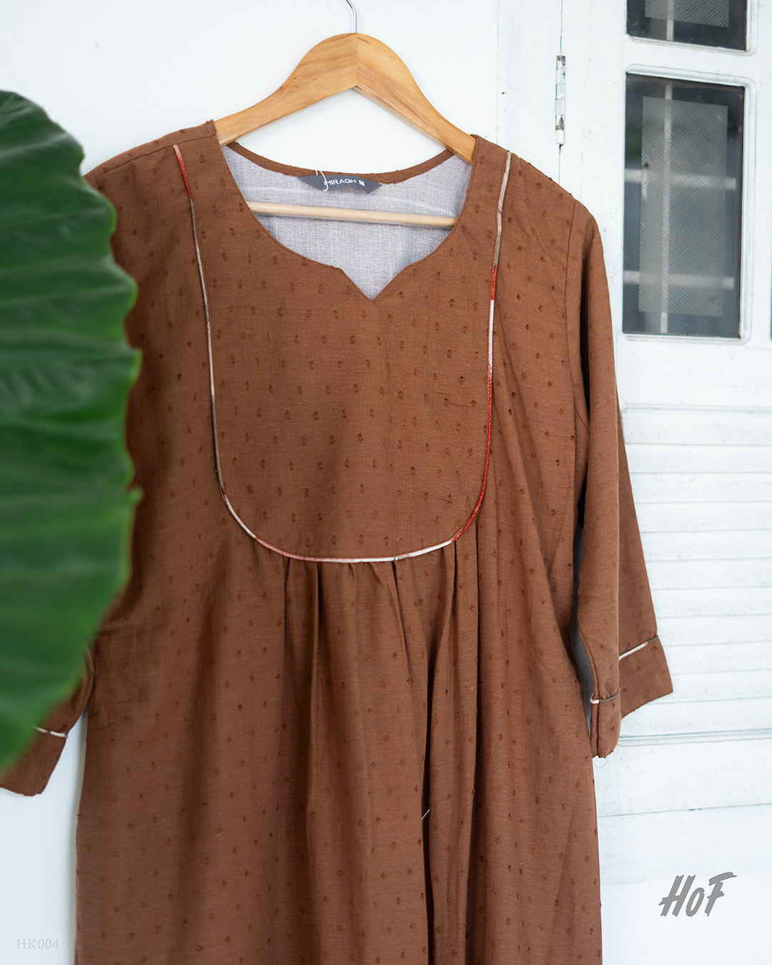 MyHof Brown Casual Kurti In Cotton