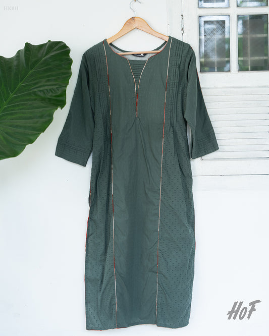 MyHof Green Casual Kurti In Cotton