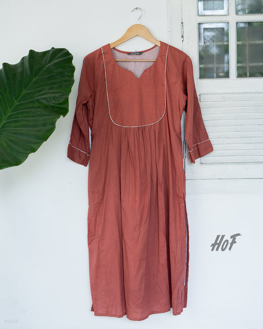 MyHof Dark Peach Cotton Casual Kurti