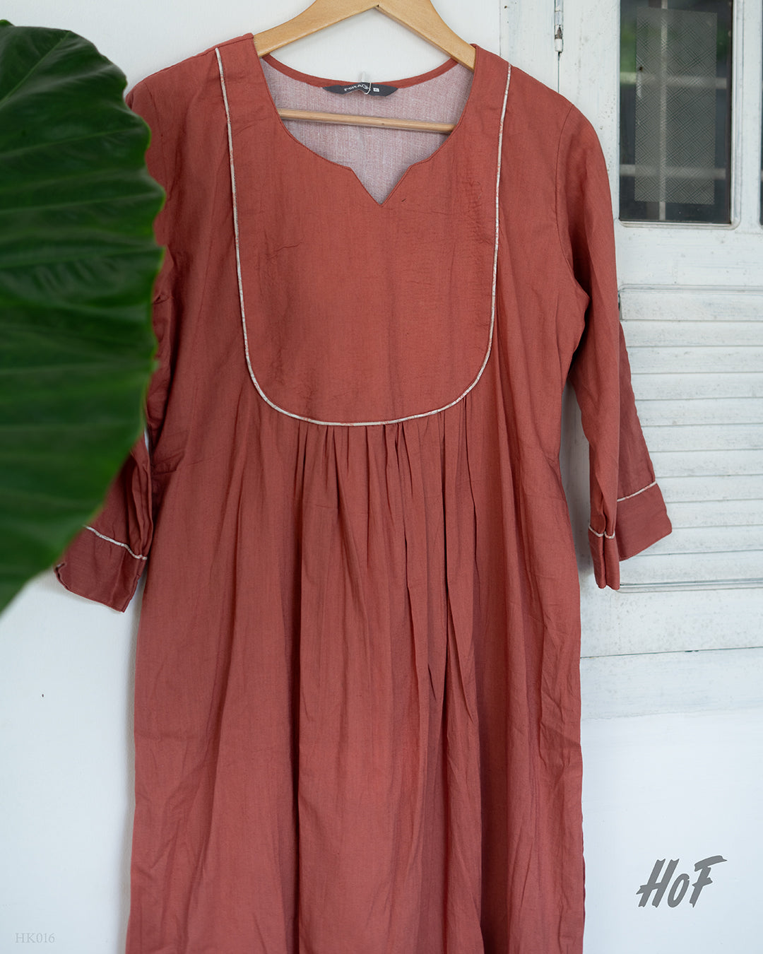 MyHof Dark Peach Cotton Casual Kurti