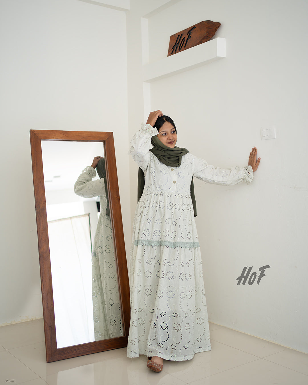 MyHof Pastel Green Long Gown In Cotton Hakoba